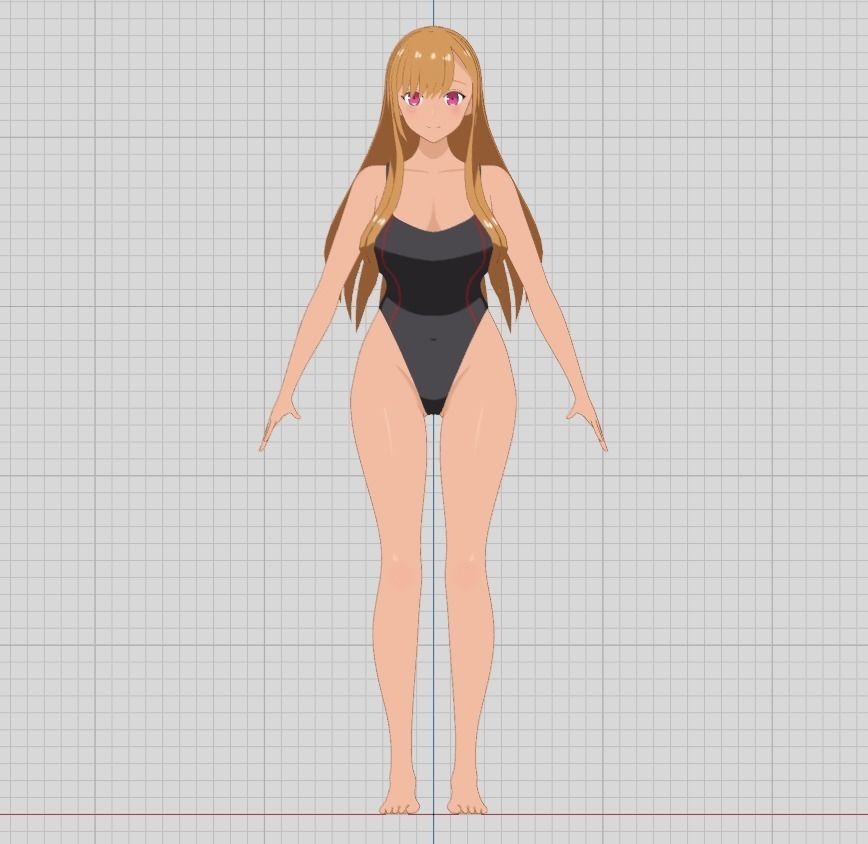 Hana - Bikini girl Low-poly 3D model_4