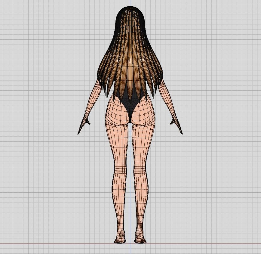 Hana - Bikini girl Low-poly 3D model_16