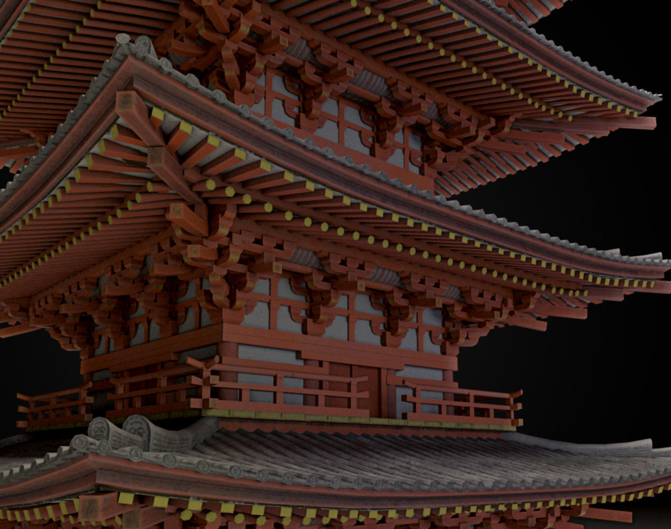 Japanese historic building-five-storied pagoda -gojunoto Low-poly 3D model_3