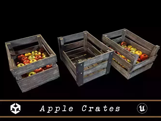 Old Used Medieval Apple Crates