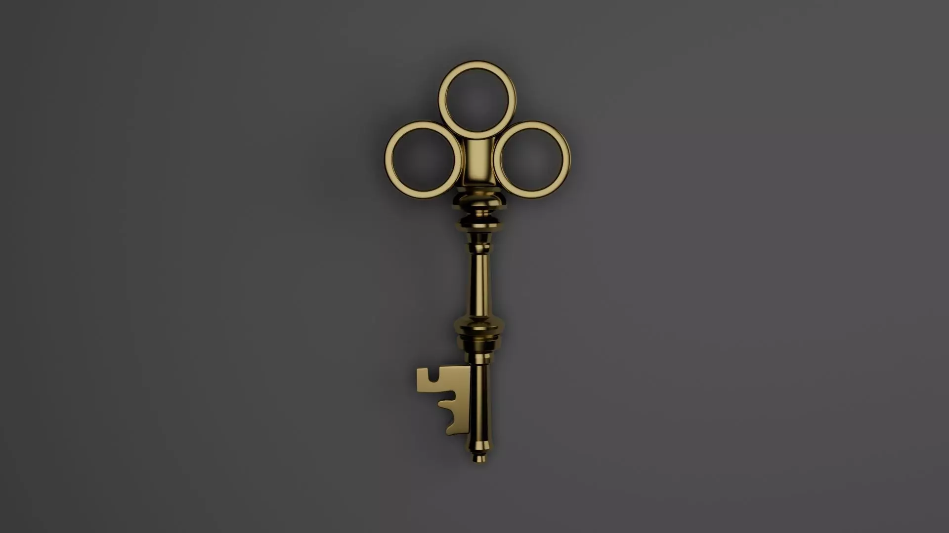 golden key Low-poly 3D model_0