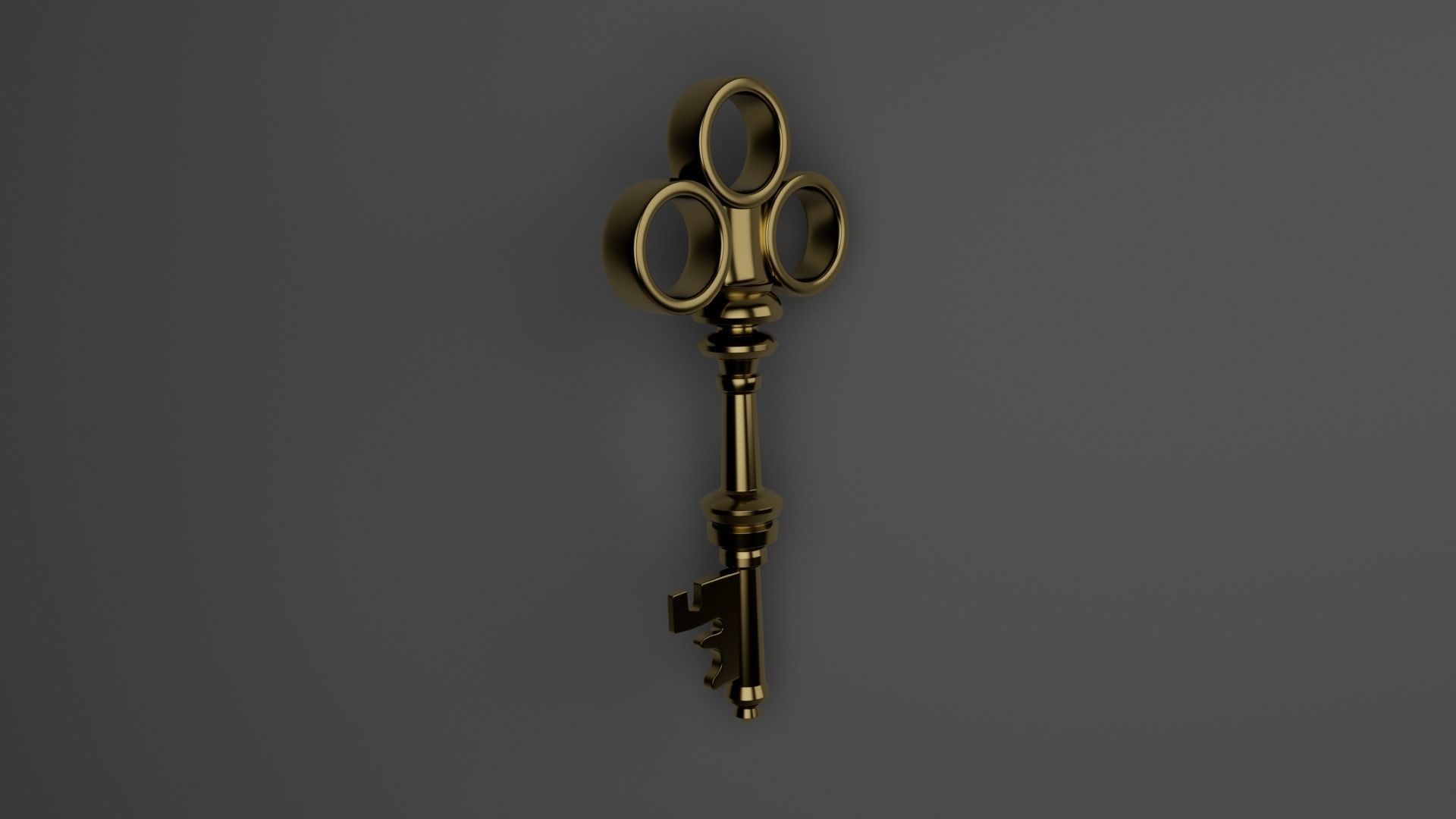 golden key Low-poly 3D model_1