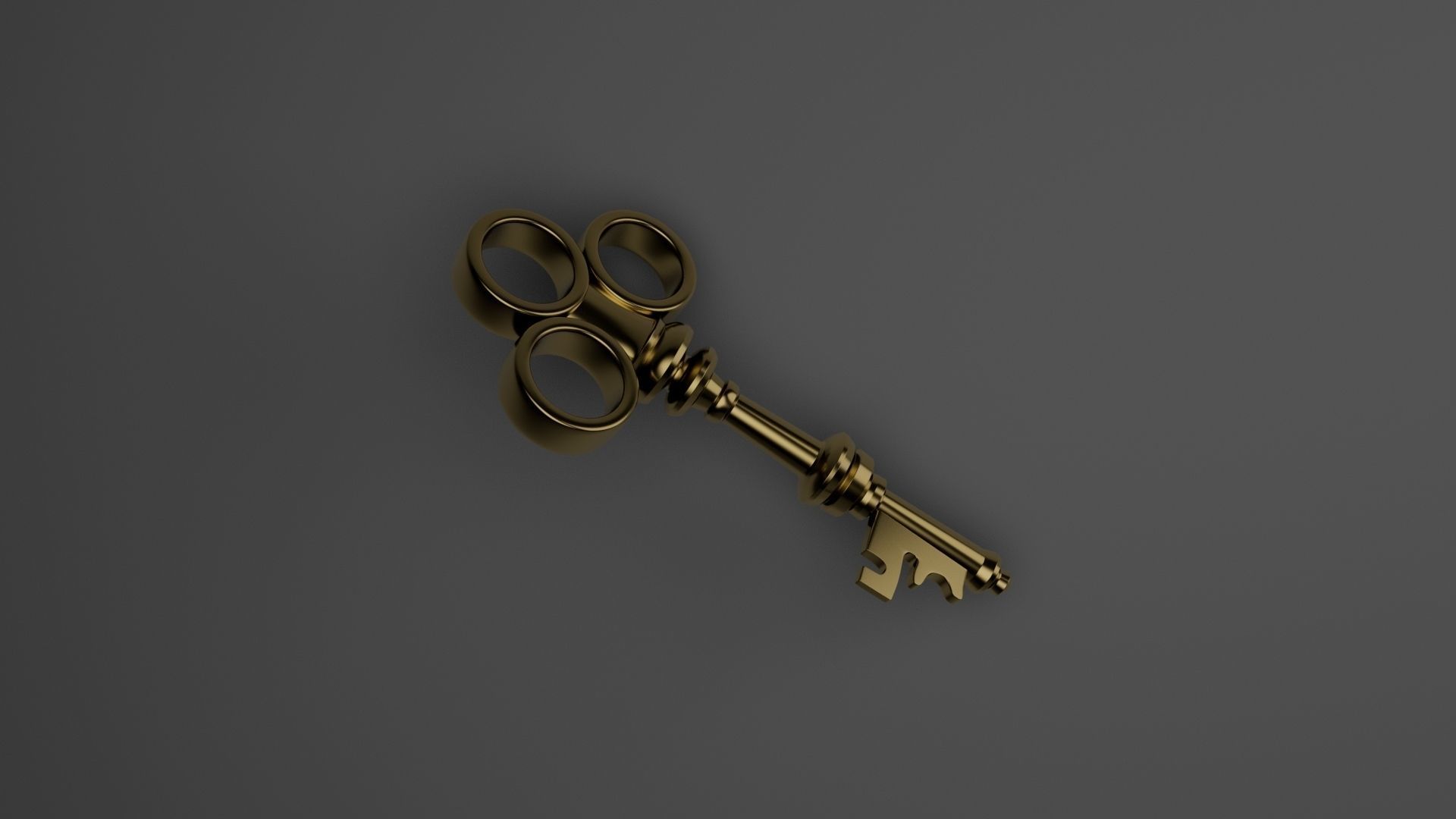golden key Low-poly 3D model_2