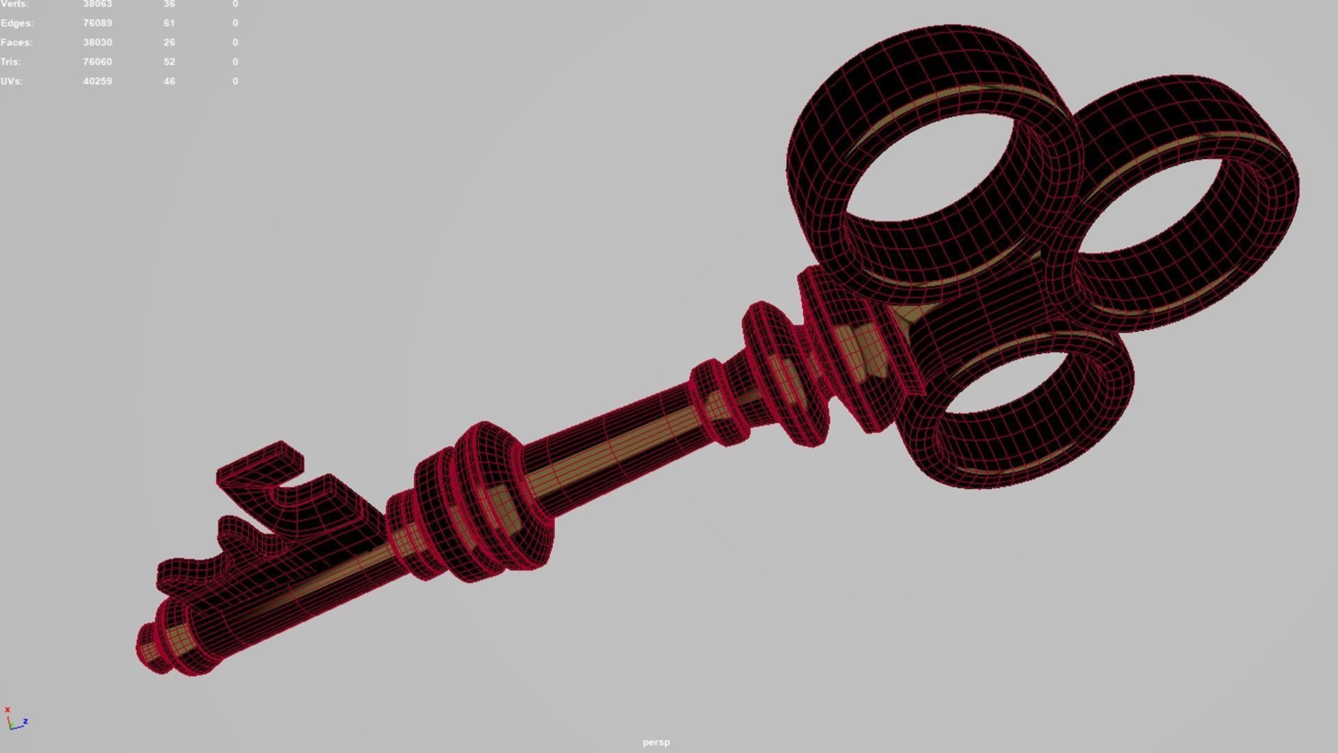 golden key Low-poly 3D model_7