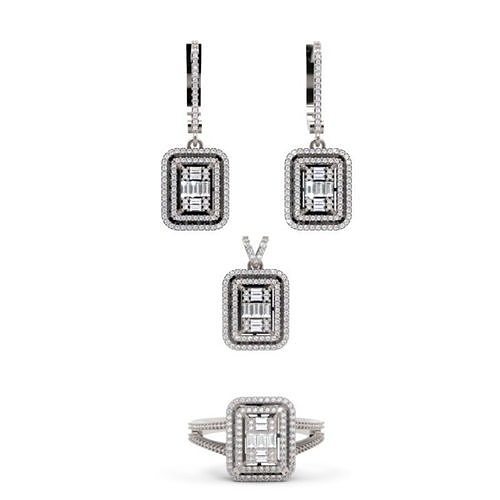 Diamond Jewelry Set 3D Printable Ring Earring Pendant Design 3D print model