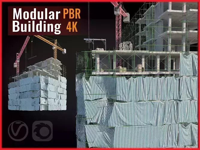 Modular Building 11 Low-poly 3D model Low-poly 3D model