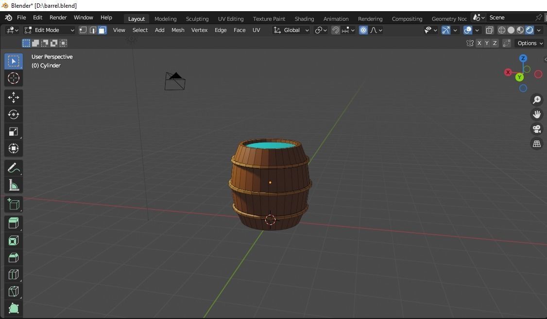 barrel  Low-poly 3D model_1