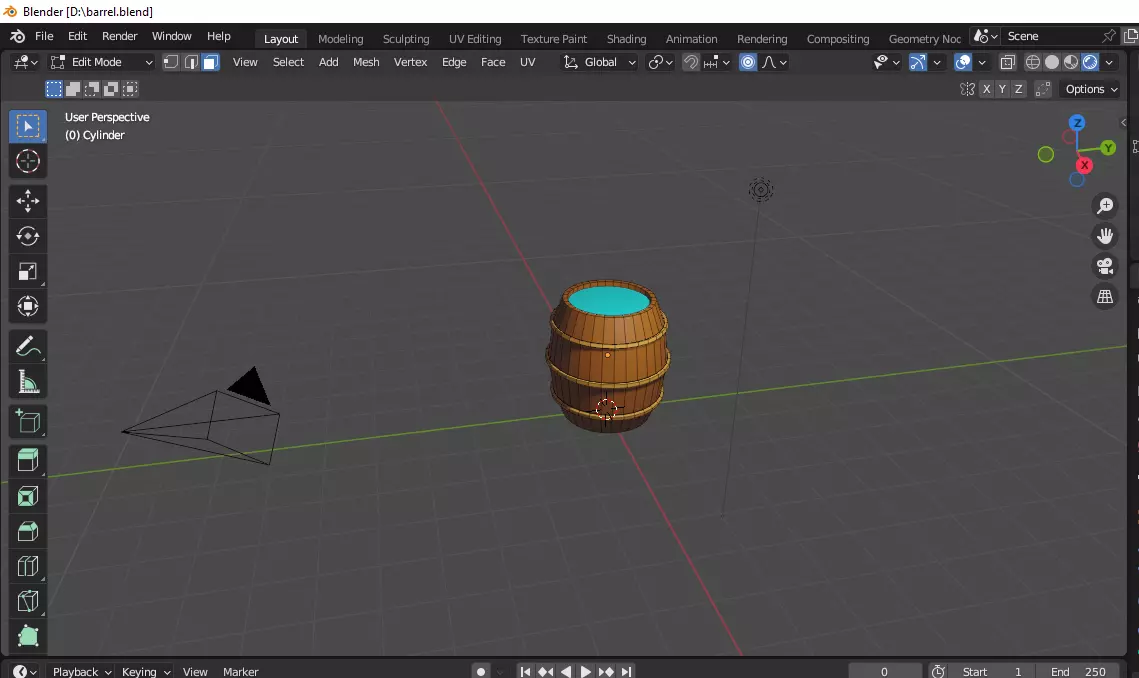 barrel  Low-poly 3D model_0