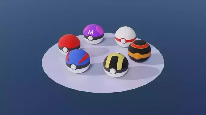 Pokemon Pokeballs Pack 1 Low-poly 3D model