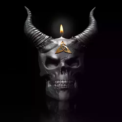 Celtic Skull III  with Horns  Tealight Holder STL 3D Print Model 3D print model