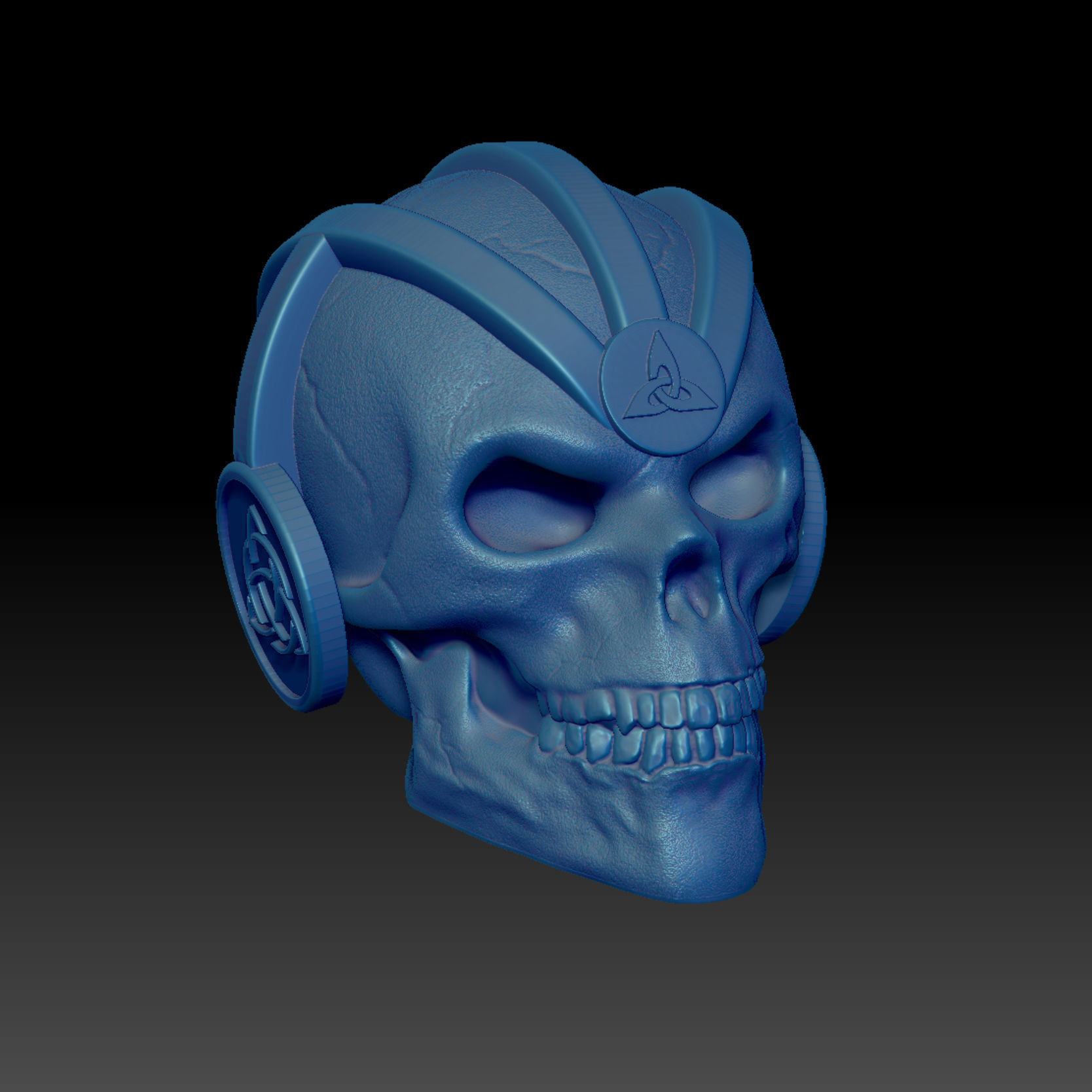 Modern-Celtic-Skull Decoration and Utility for Your Headphones 3D print model_1