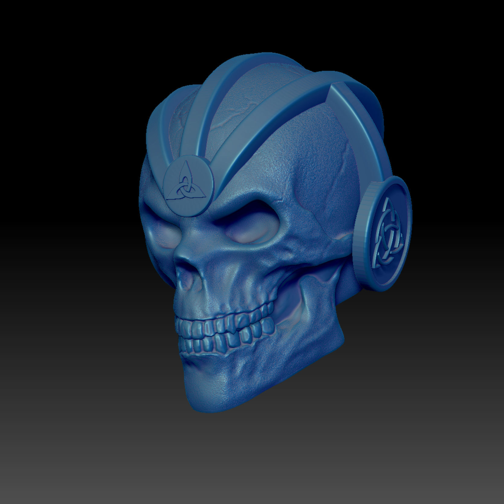 Modern-Celtic-Skull Decoration and Utility for Your Headphones 3D print model_4