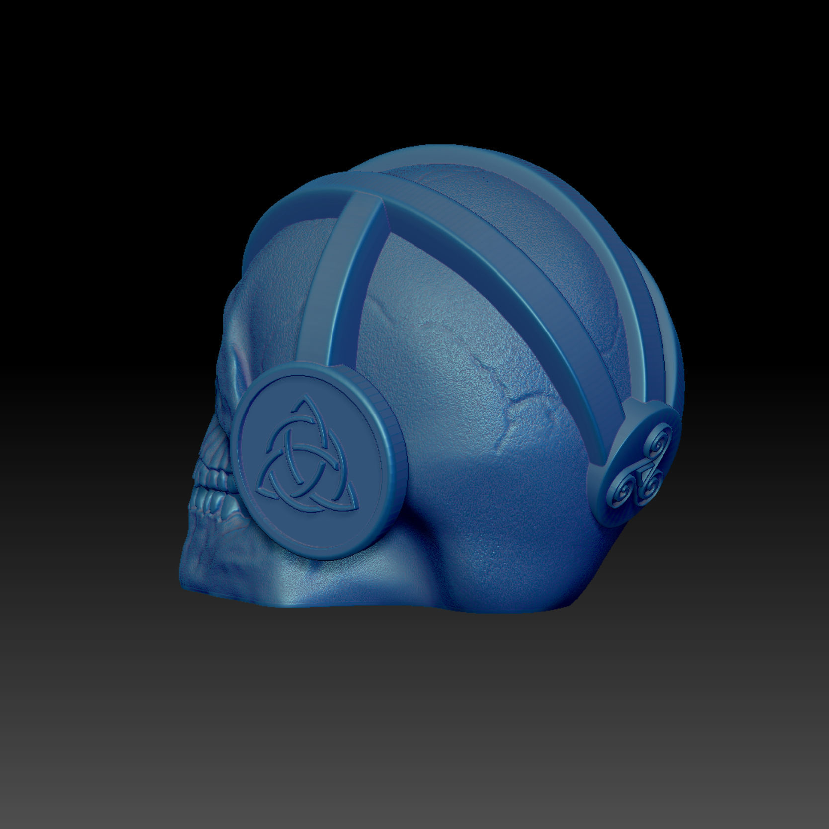 Modern-Celtic-Skull Decoration and Utility for Your Headphones 3D print model_5