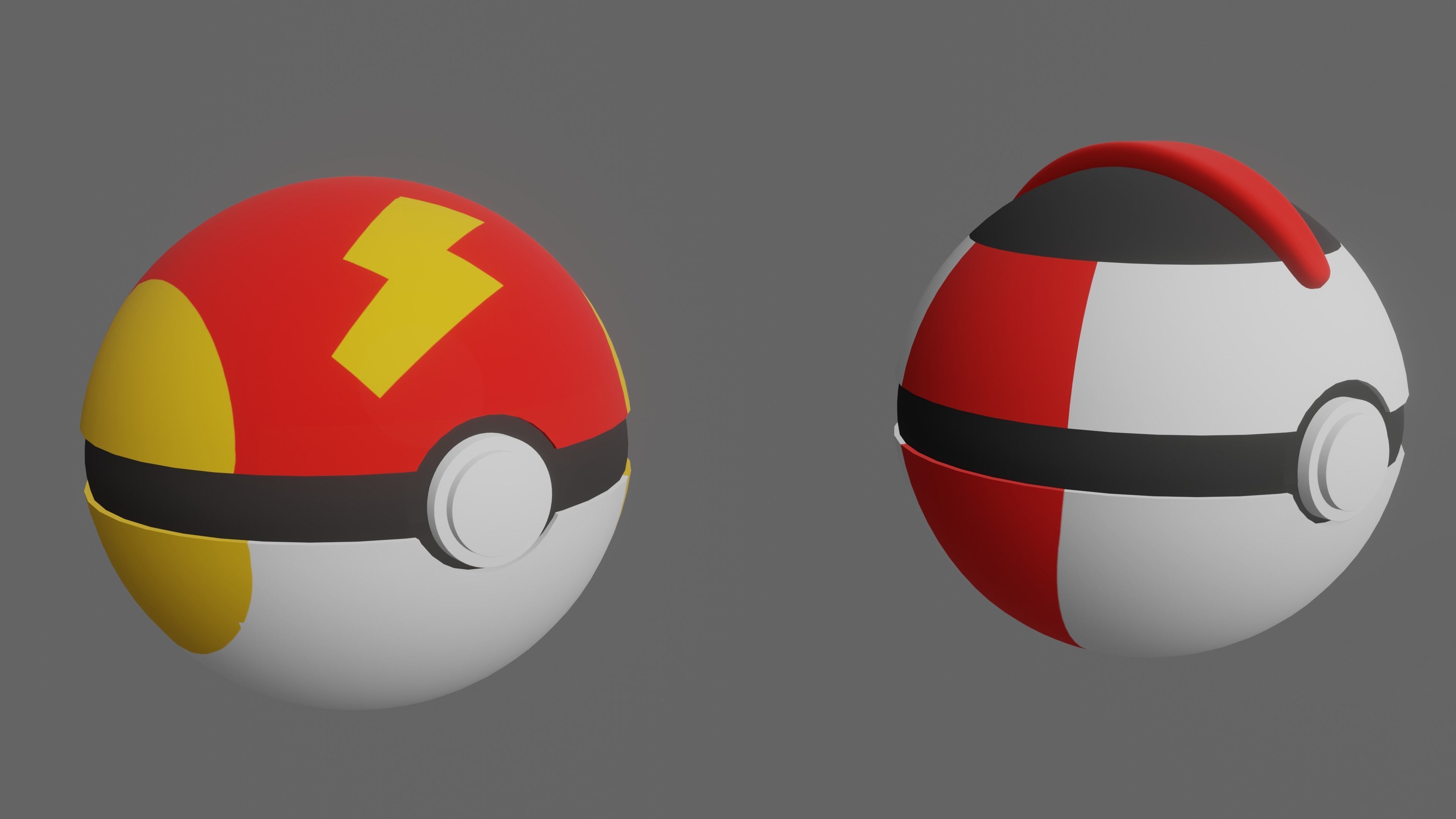 Pokemon Pokeballs Pack 2 Low-poly 3D model_4
