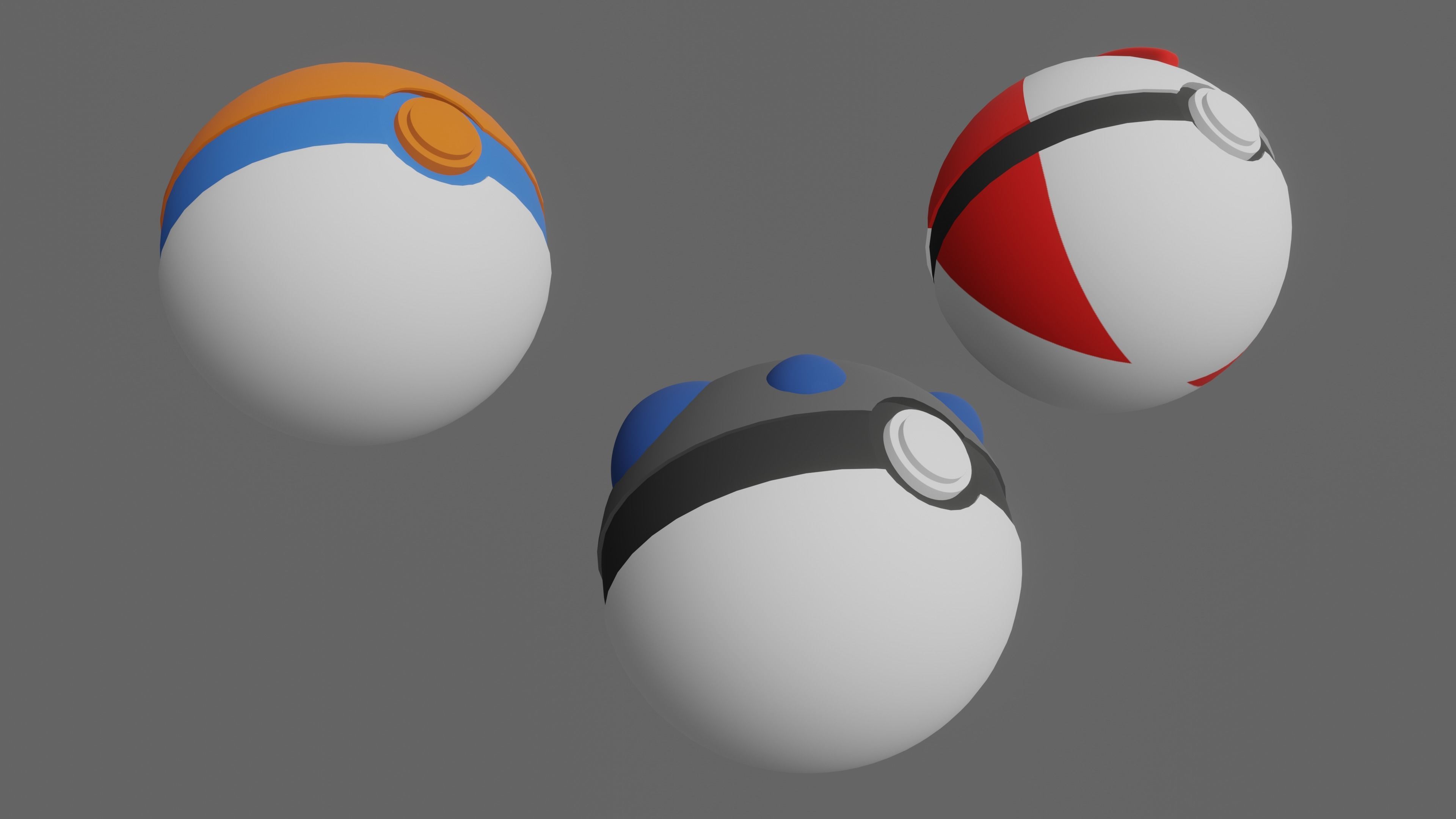 Pokemon Pokeballs Pack 2 Low-poly 3D model_11