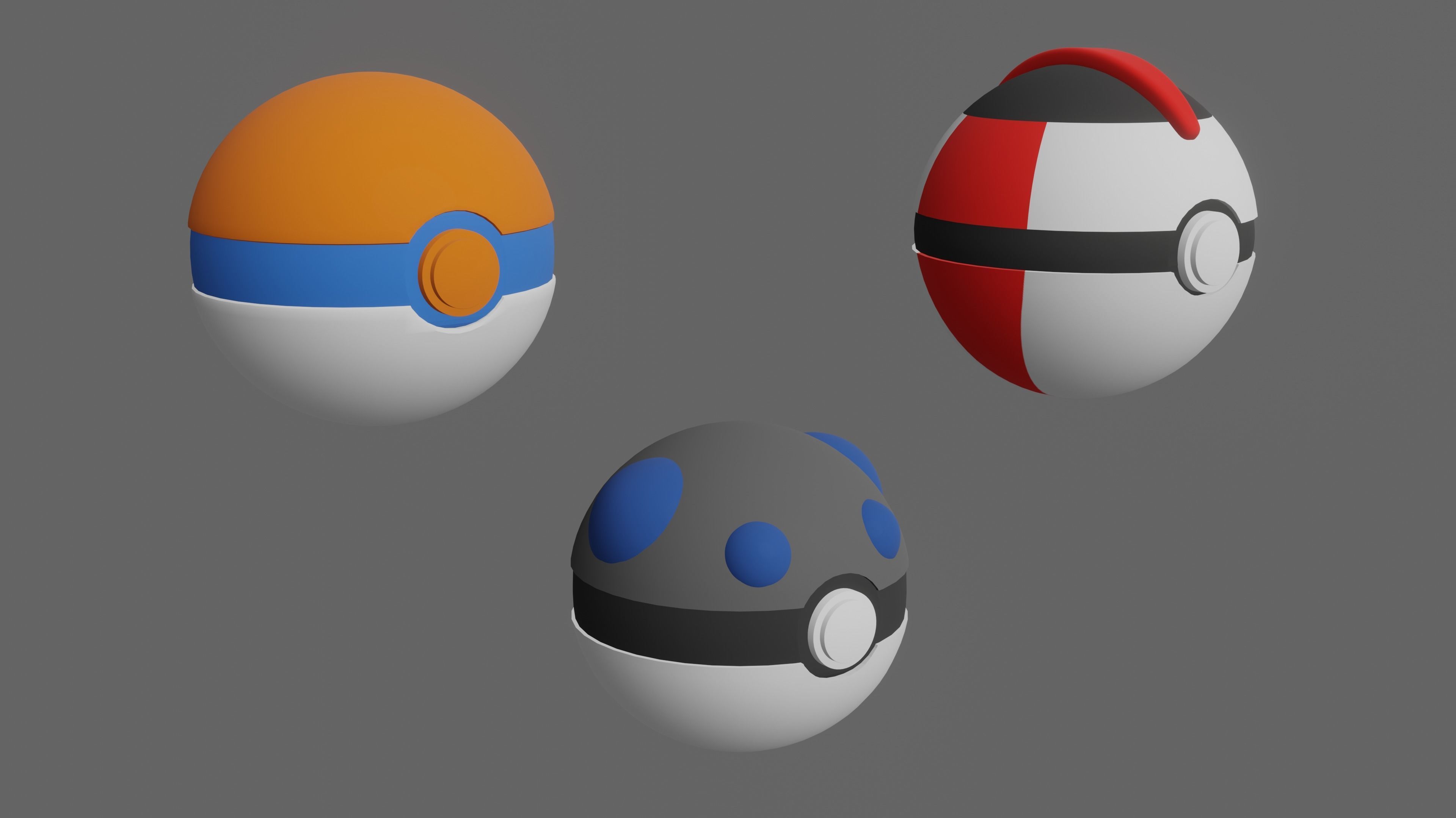 Pokemon Pokeballs Pack 2 Low-poly 3D model_5