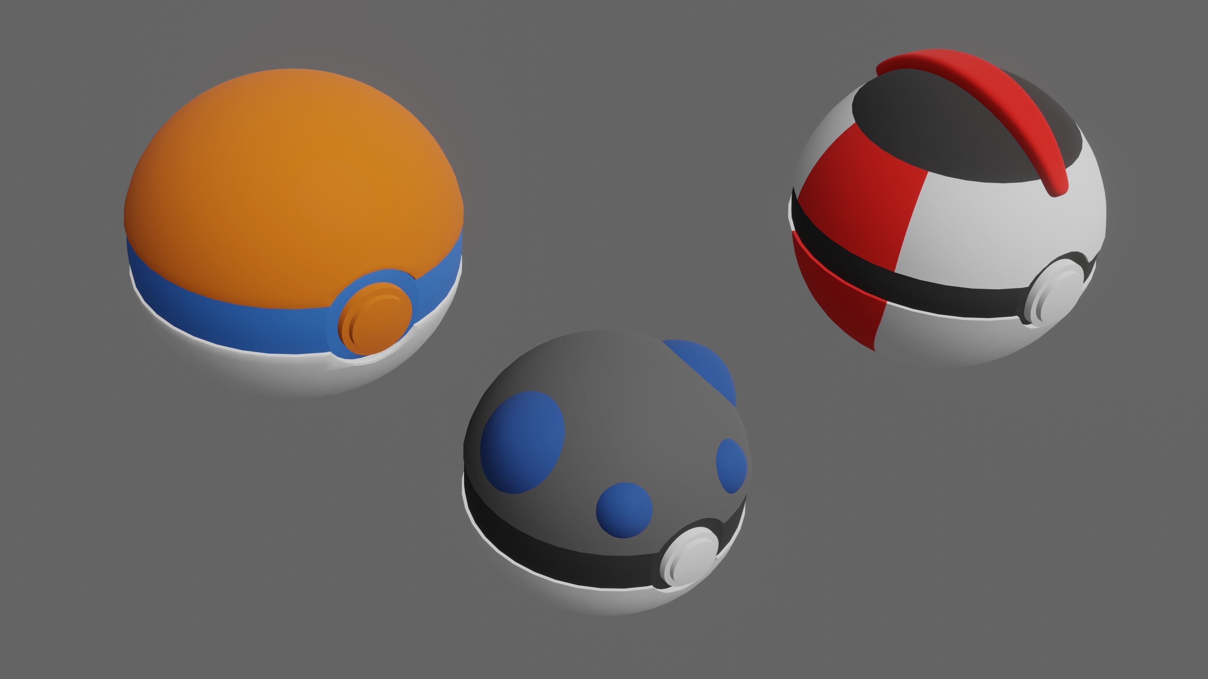 Pokemon Pokeballs Pack 2 Low-poly 3D model_8