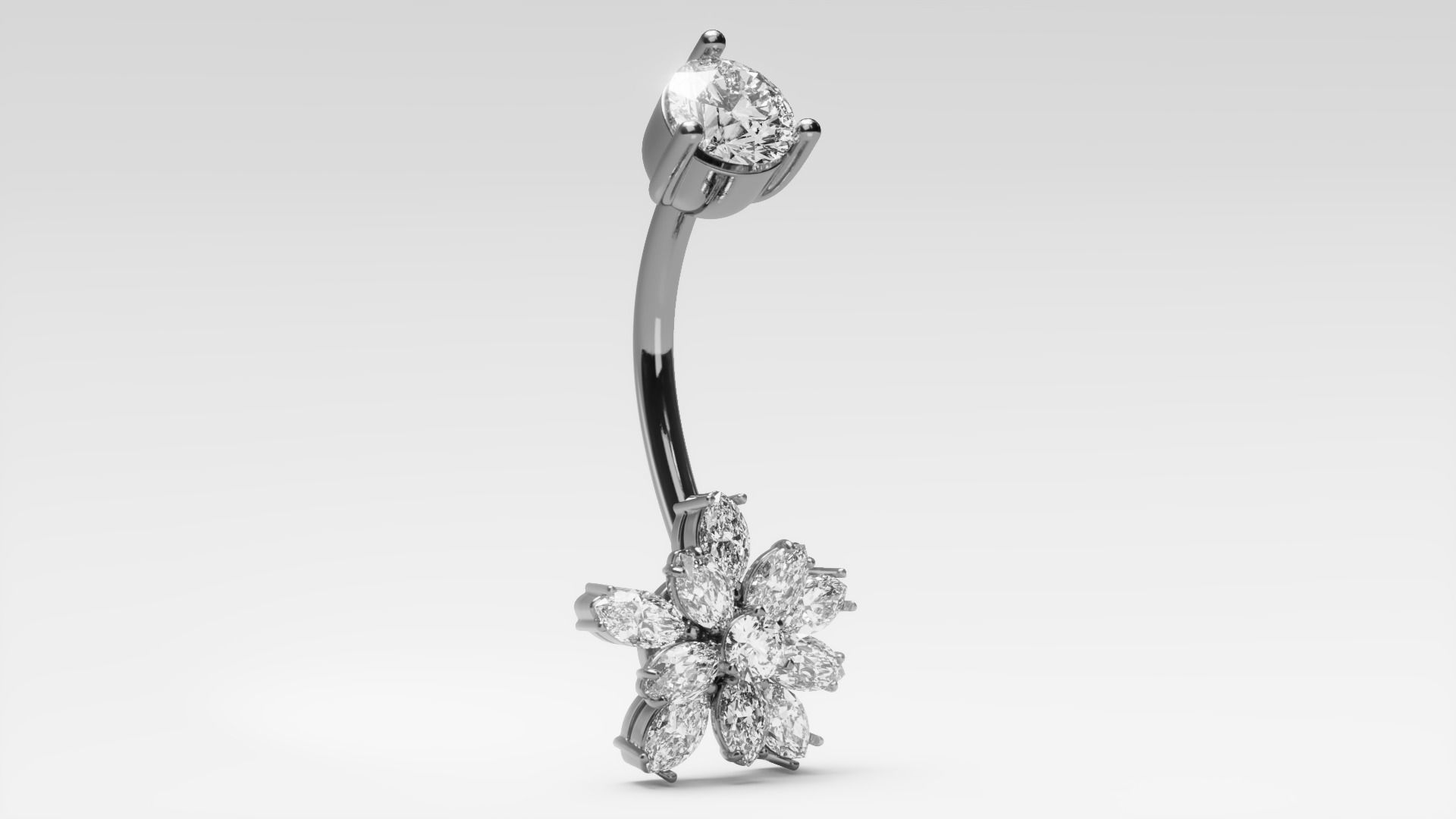 Diamond Navel Piercing 2 3D print model_1