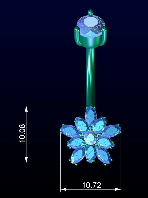 Diamond Navel Piercing 2 3D print model_4