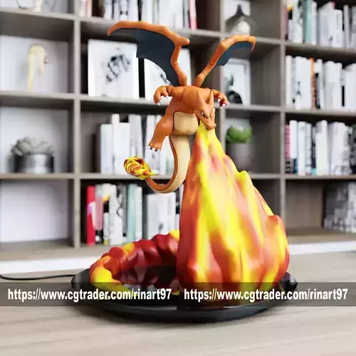 fire breathing charizard from pokemon 3D print model