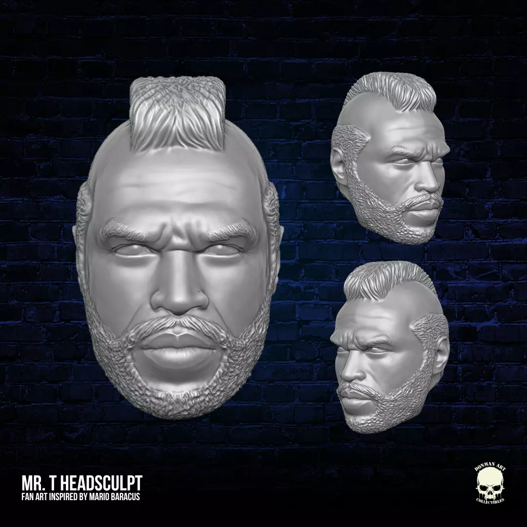 Mr T Fan Art Head 3D printable File 3D print model
