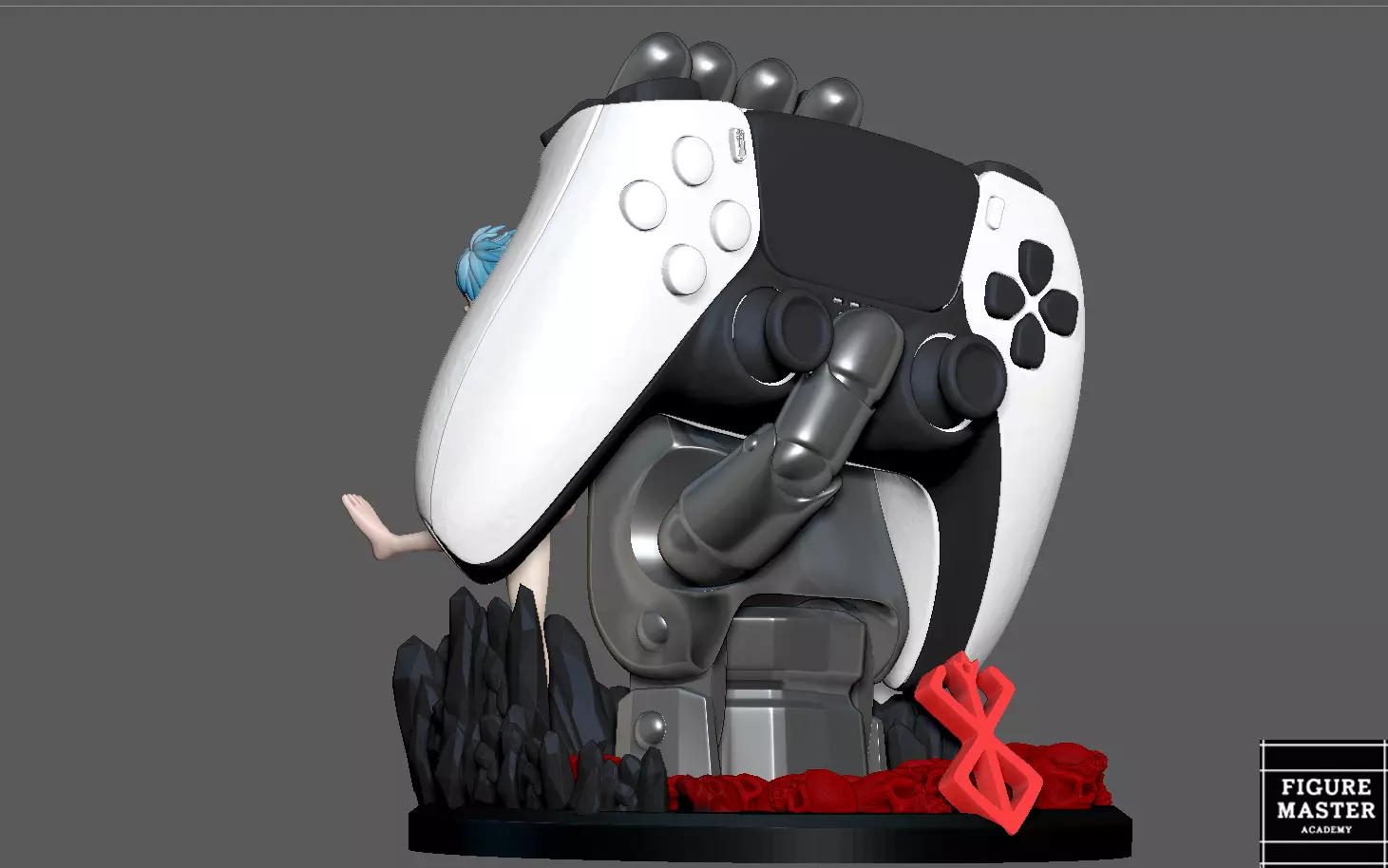 GUTS HAND WITH PUCK BERSERK PS4 PS5 CONTROLLER HOLDER FANTASY 3D print model