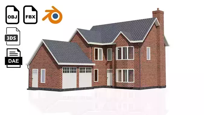 British House Design 001 Low-poly 3D model