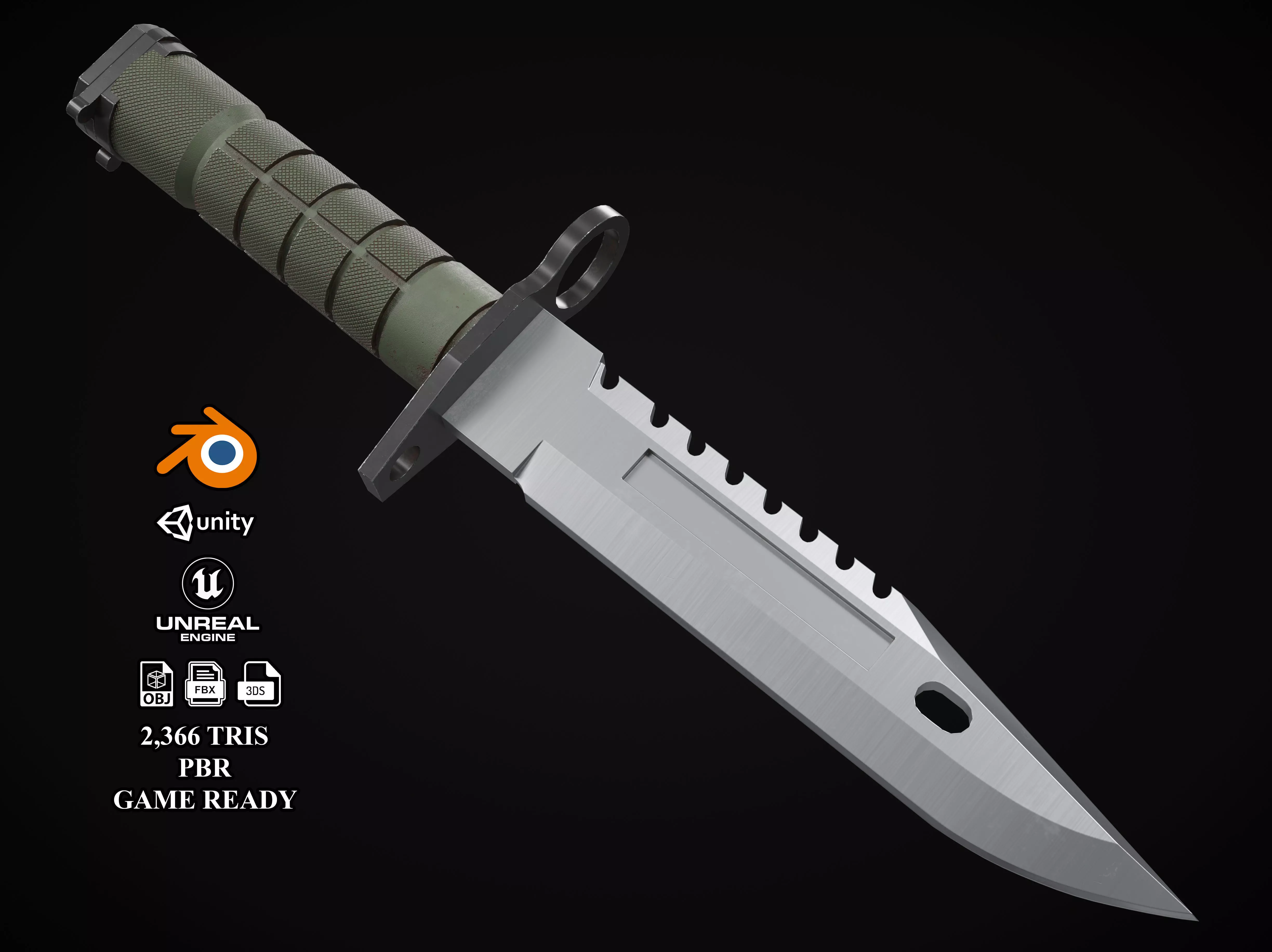 M9 Bayonet Tactical Knife Low-poly 3D model_0