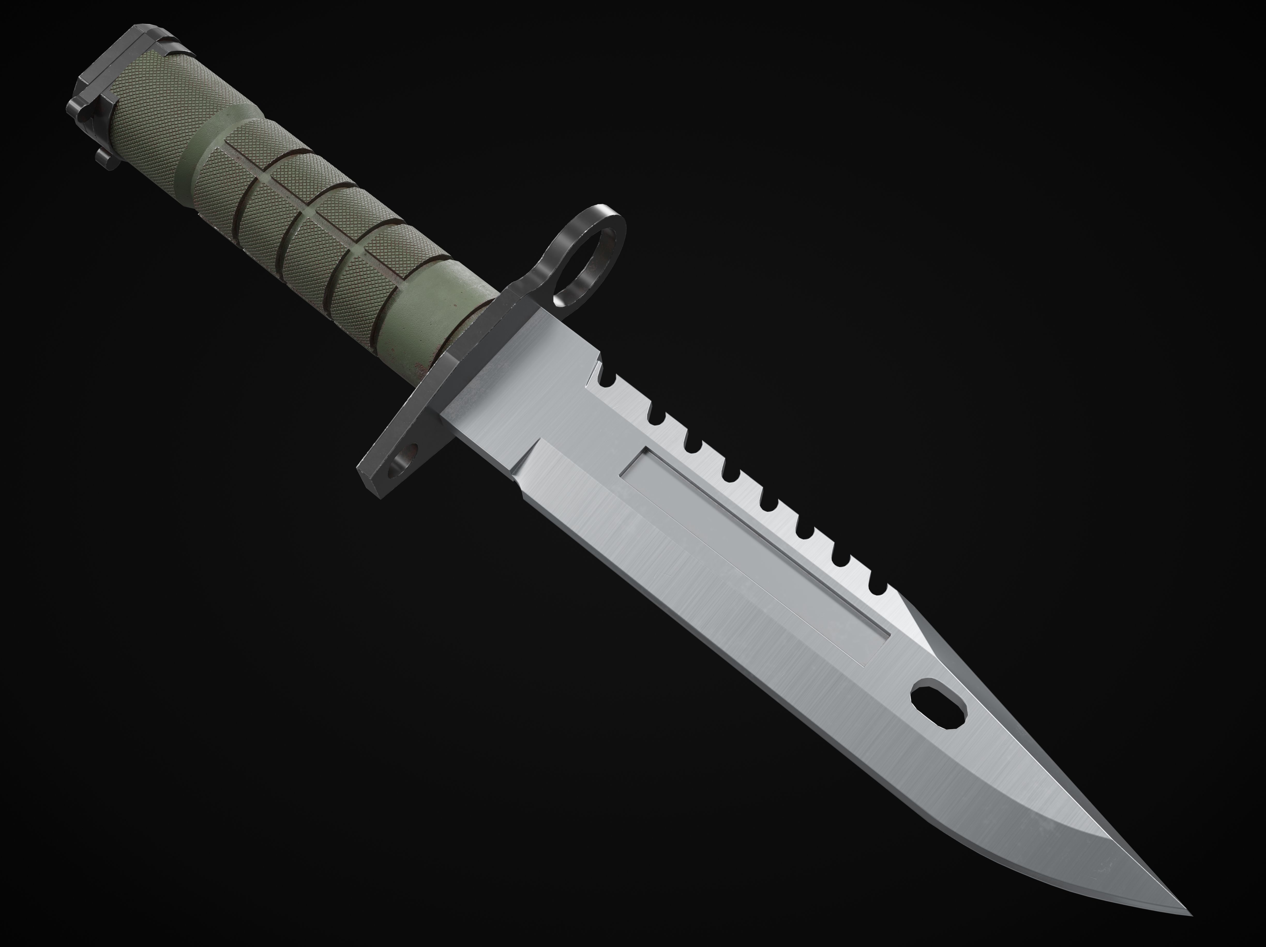 M9 Bayonet Tactical Knife Low-poly 3D model_2