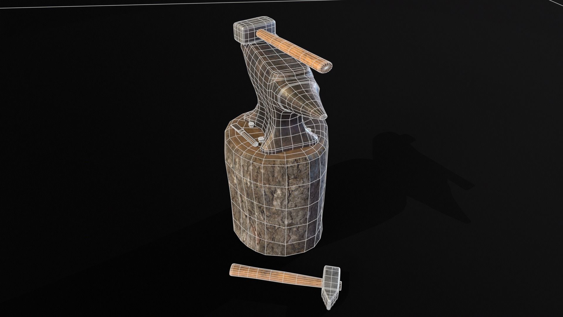 Medieval Anvil and Tools Low-poly 3D model_13