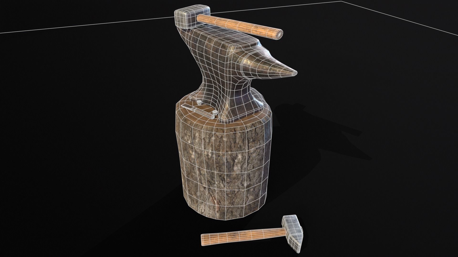 Medieval Anvil and Tools Low-poly 3D model_11