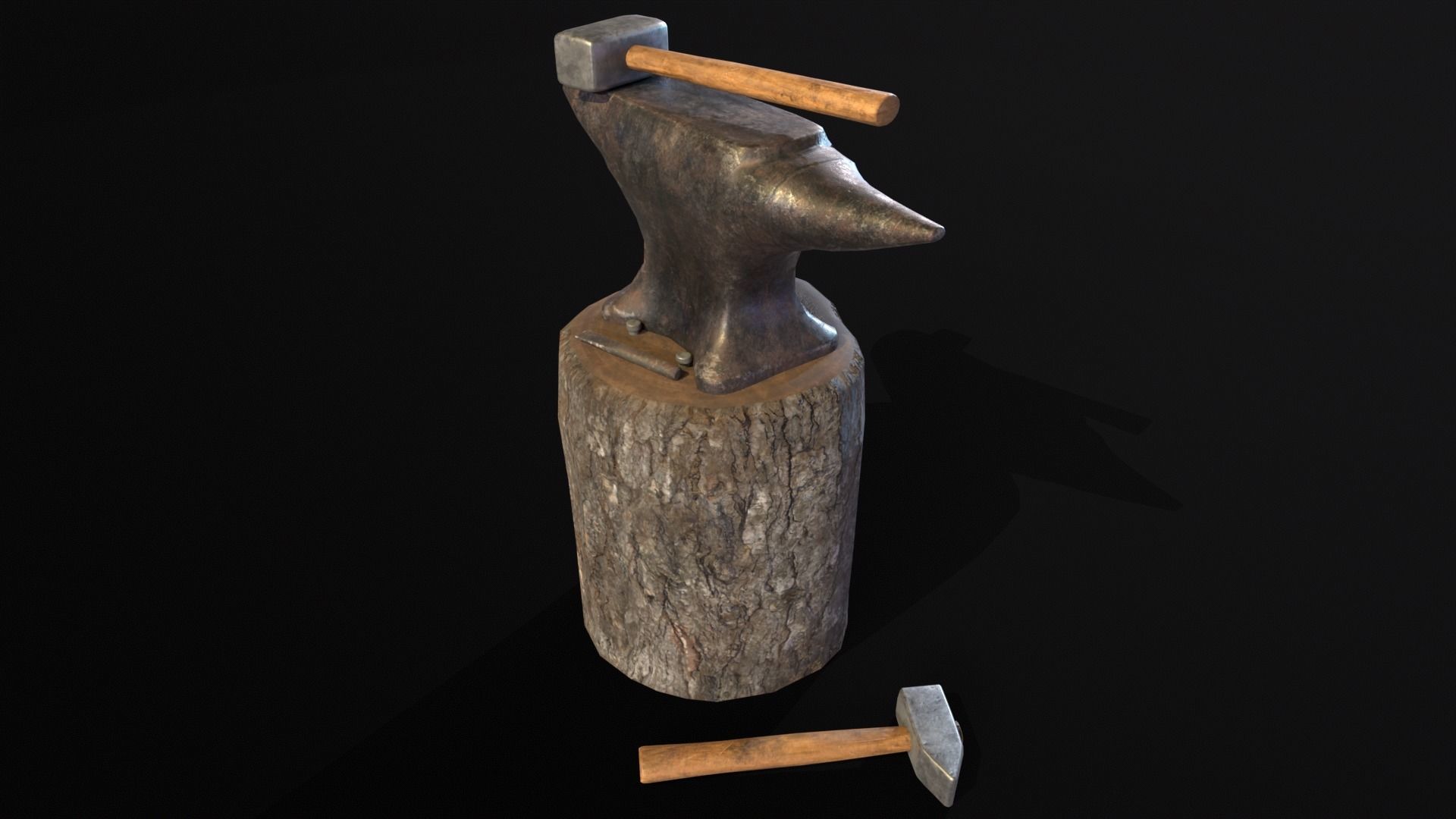 Medieval Anvil and Tools Low-poly 3D model_10