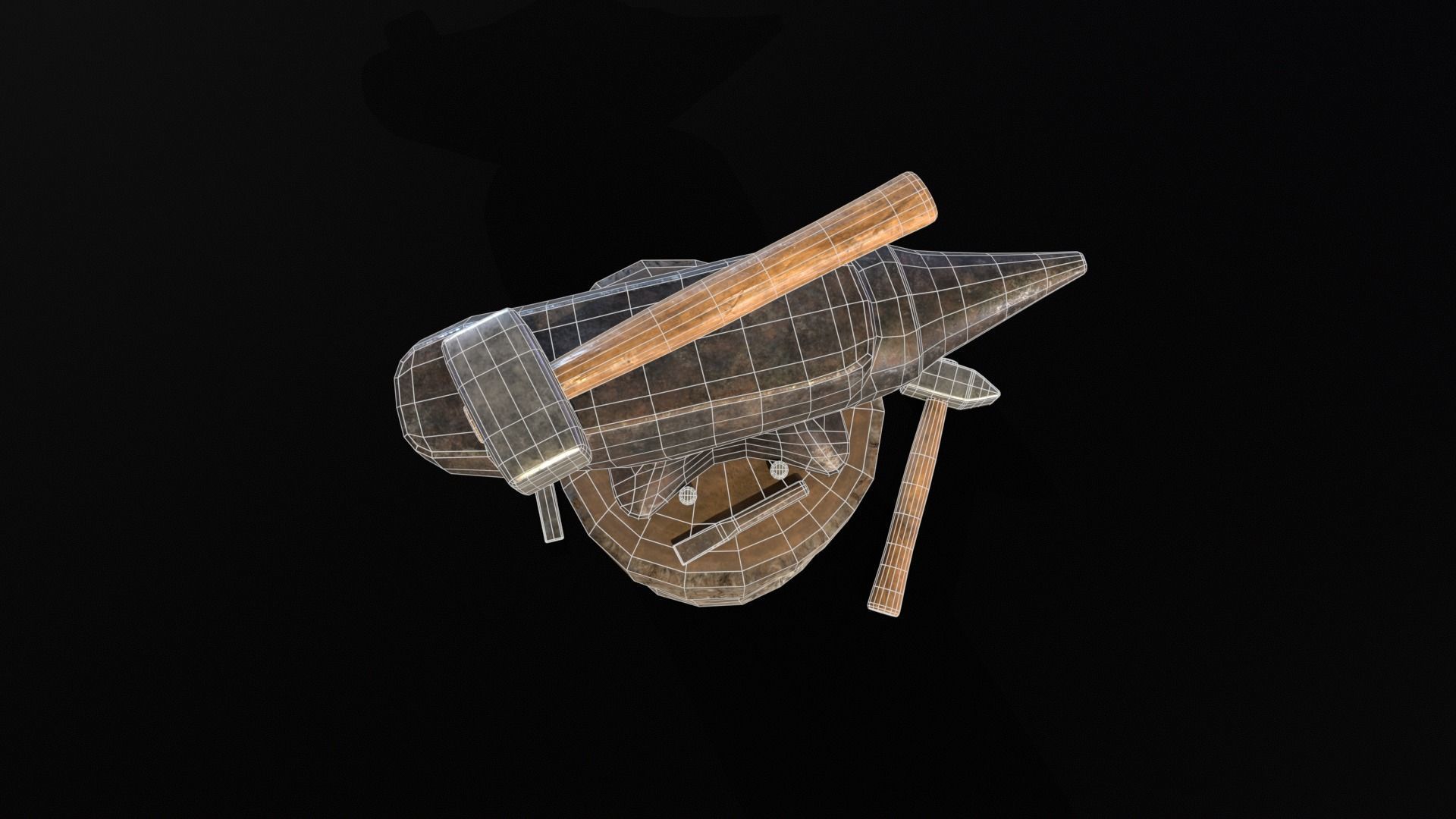 Medieval Anvil and Tools Low-poly 3D model_21