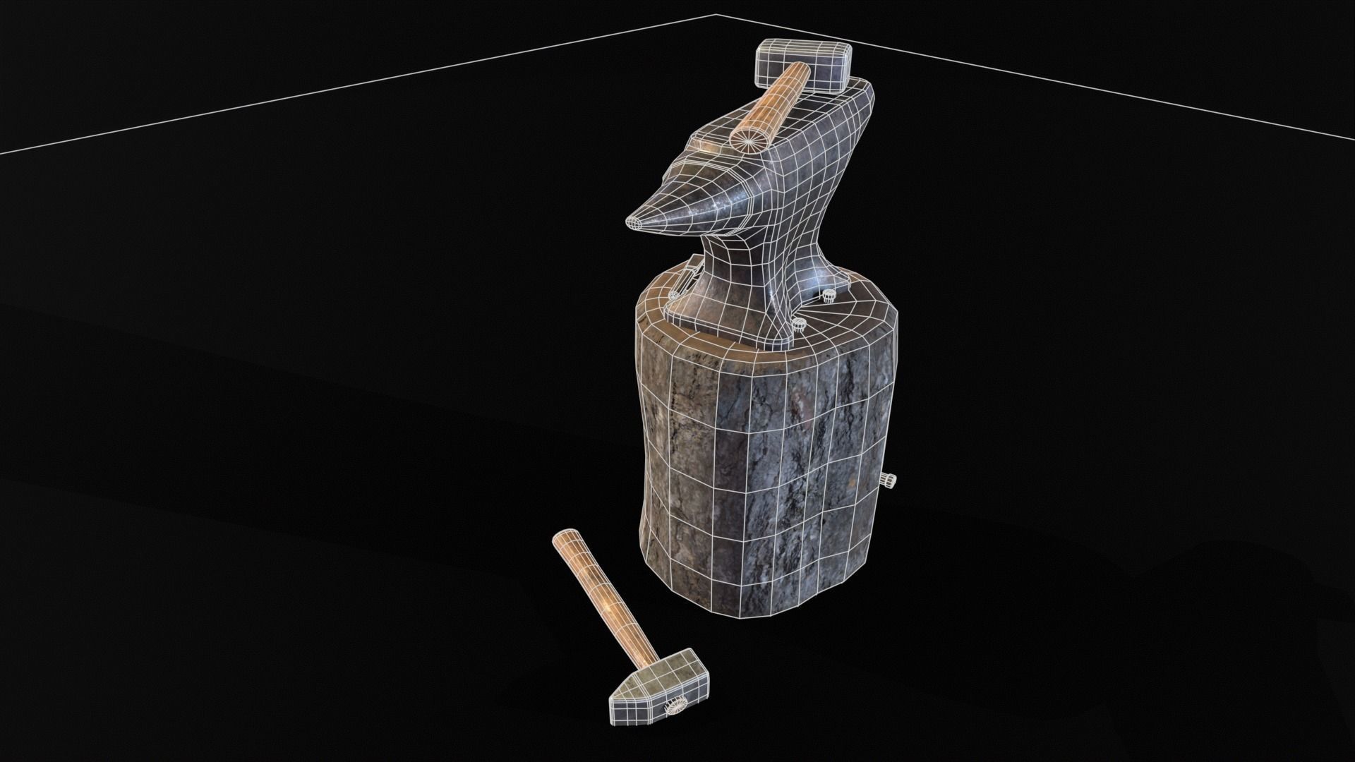 Medieval Anvil and Tools Low-poly 3D model_15