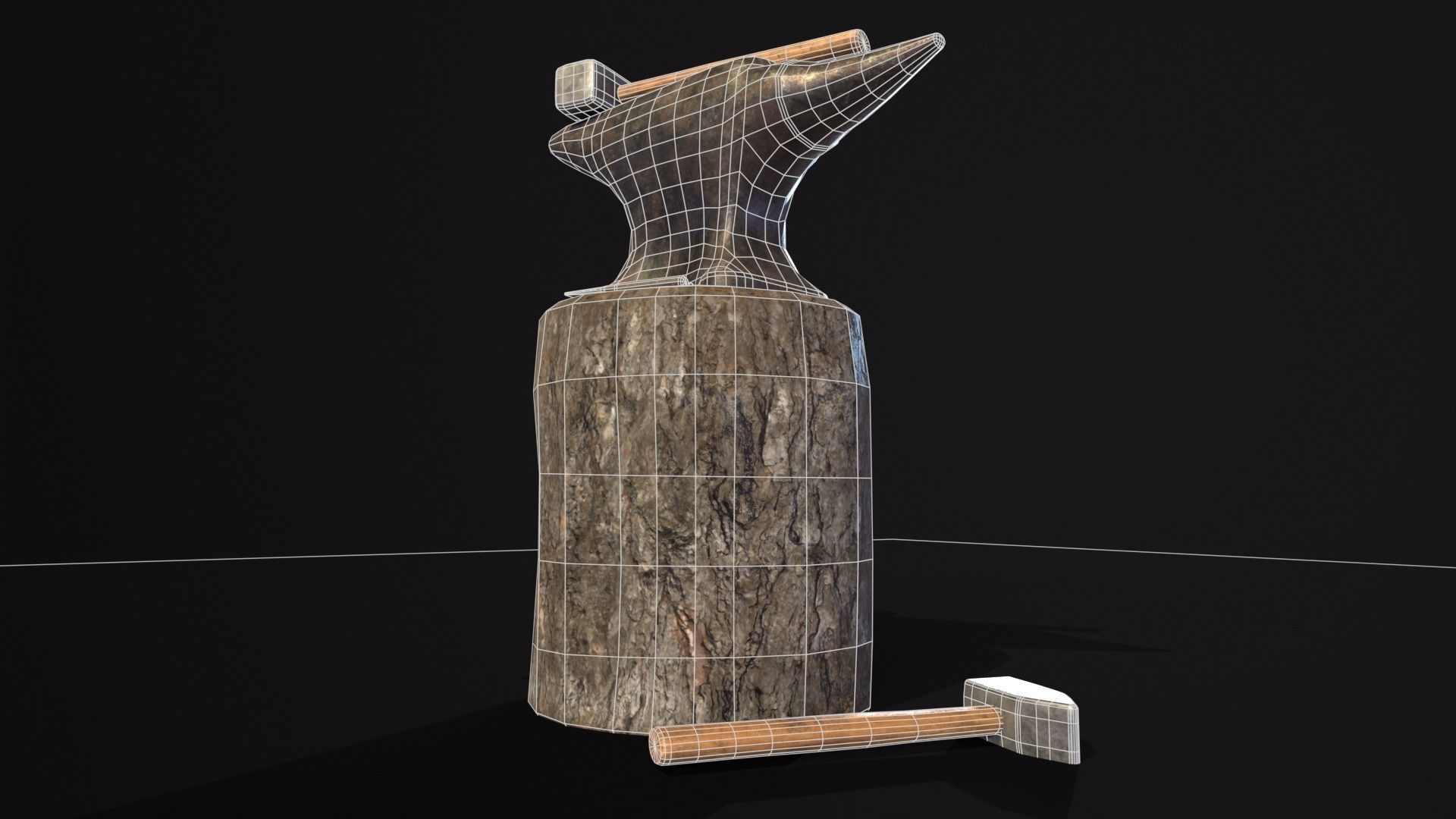 Medieval Anvil and Tools Low-poly 3D model_19