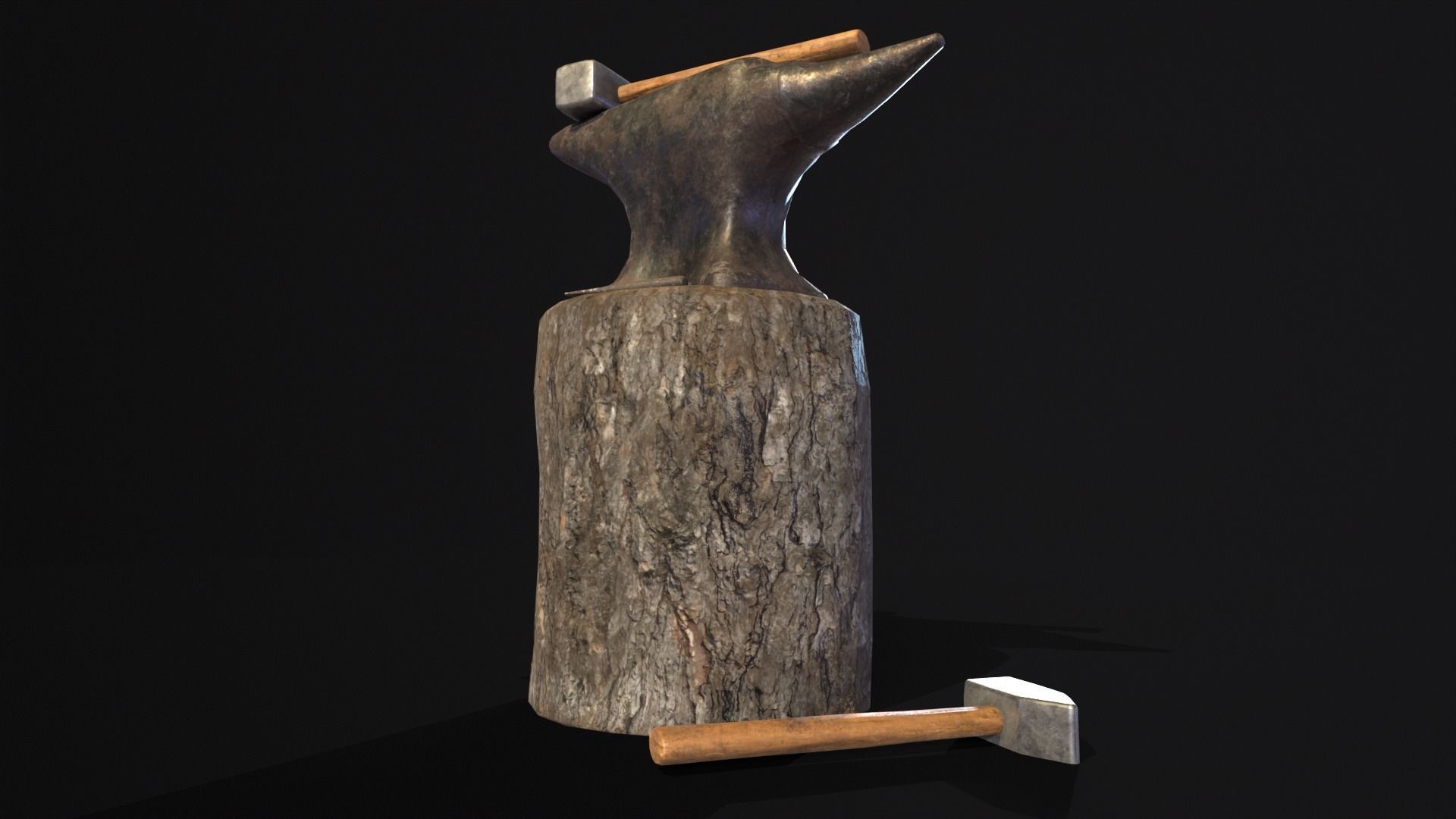 Medieval Anvil and Tools Low-poly 3D model_18