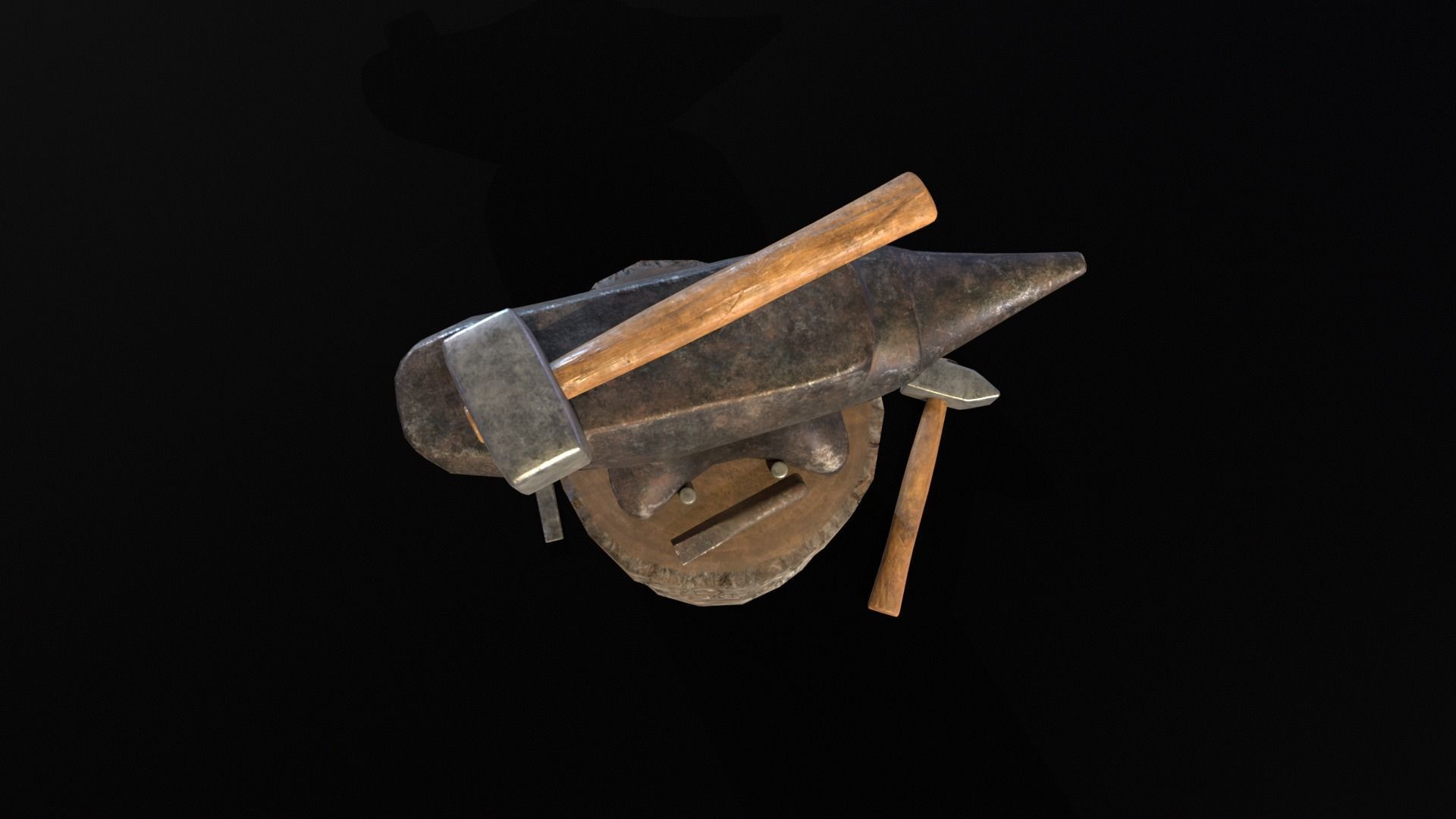 Medieval Anvil and Tools Low-poly 3D model_20