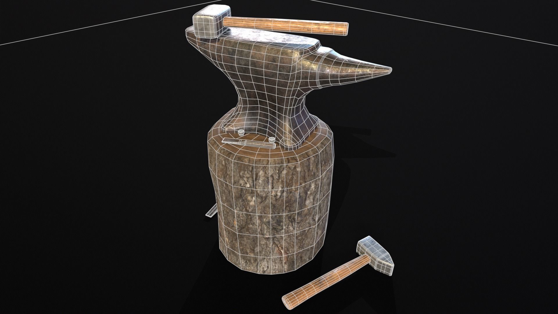 Medieval Anvil and Tools Low-poly 3D model_9