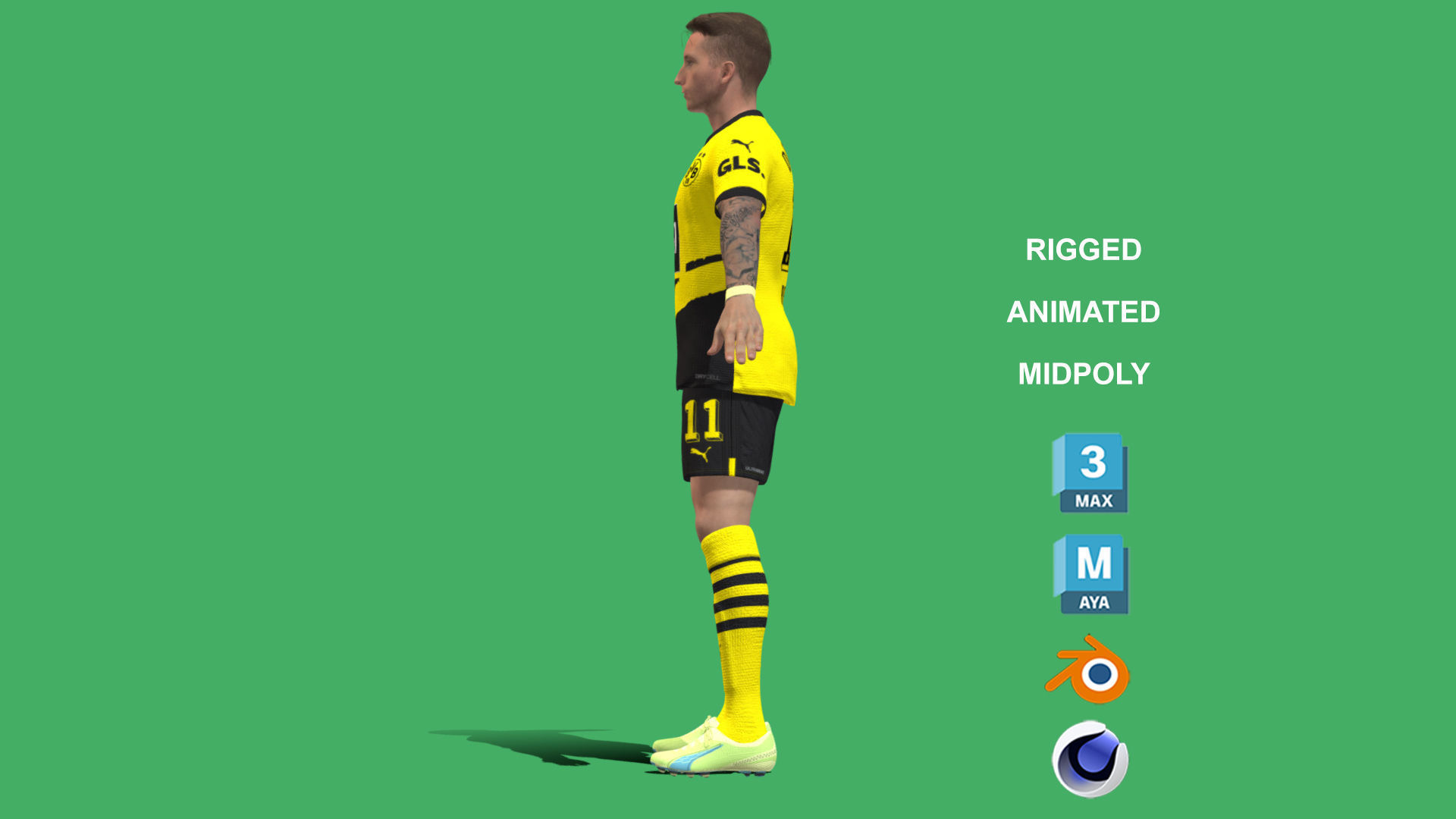 3D Rigged Marcos Reus Borussia Dortmund 2024 3D model_11