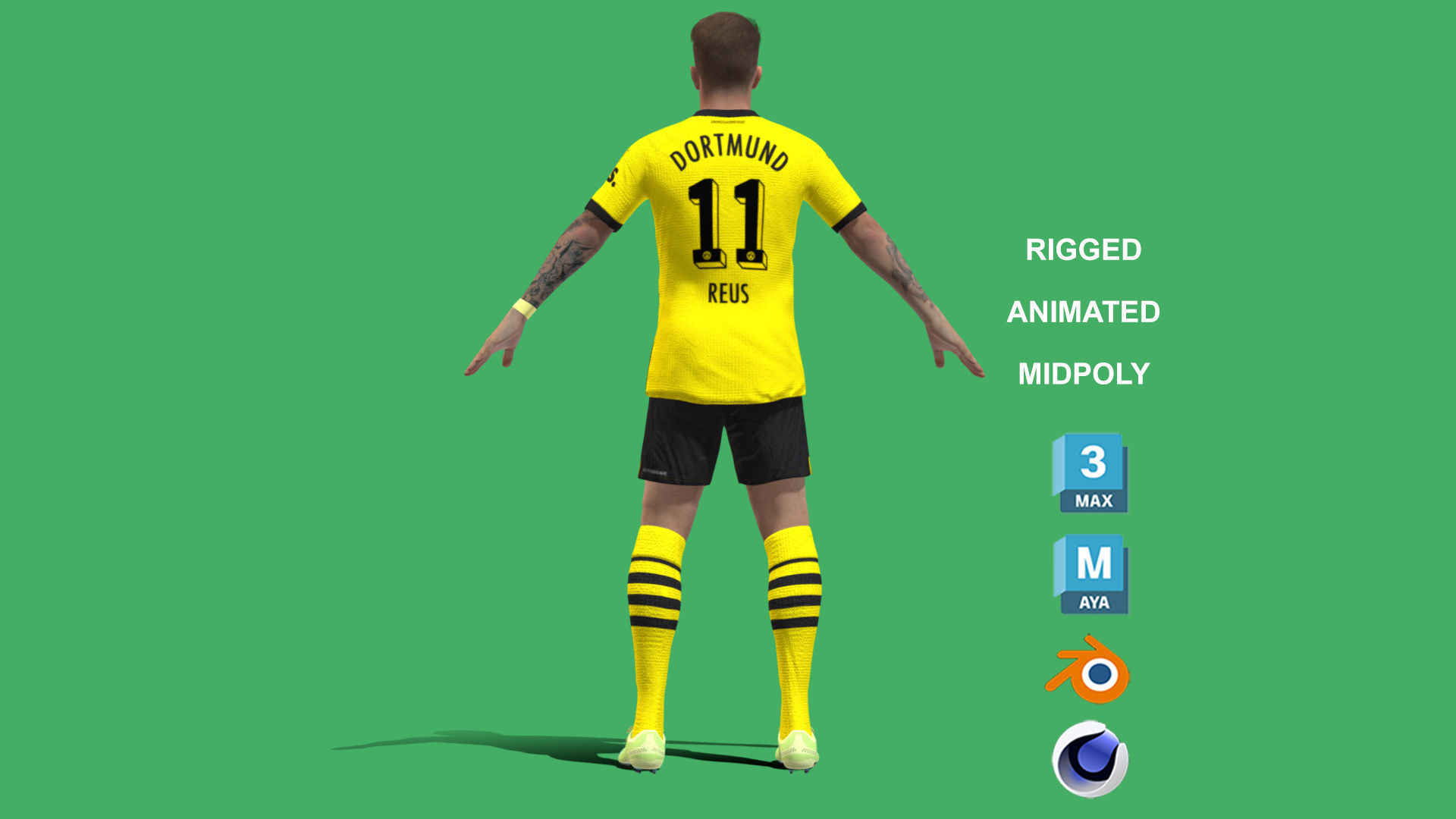3D Rigged Marcos Reus Borussia Dortmund 2024 3D model_9
