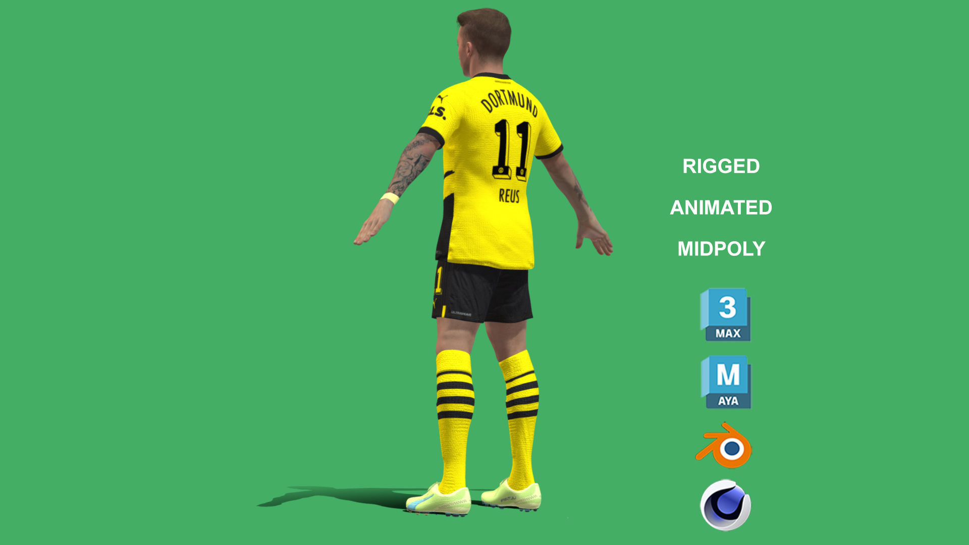 3D Rigged Marcos Reus Borussia Dortmund 2024 3D model_10