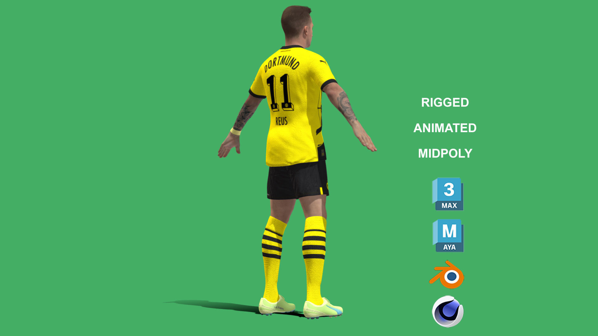 3D Rigged Marcos Reus Borussia Dortmund 2024 3D model_8