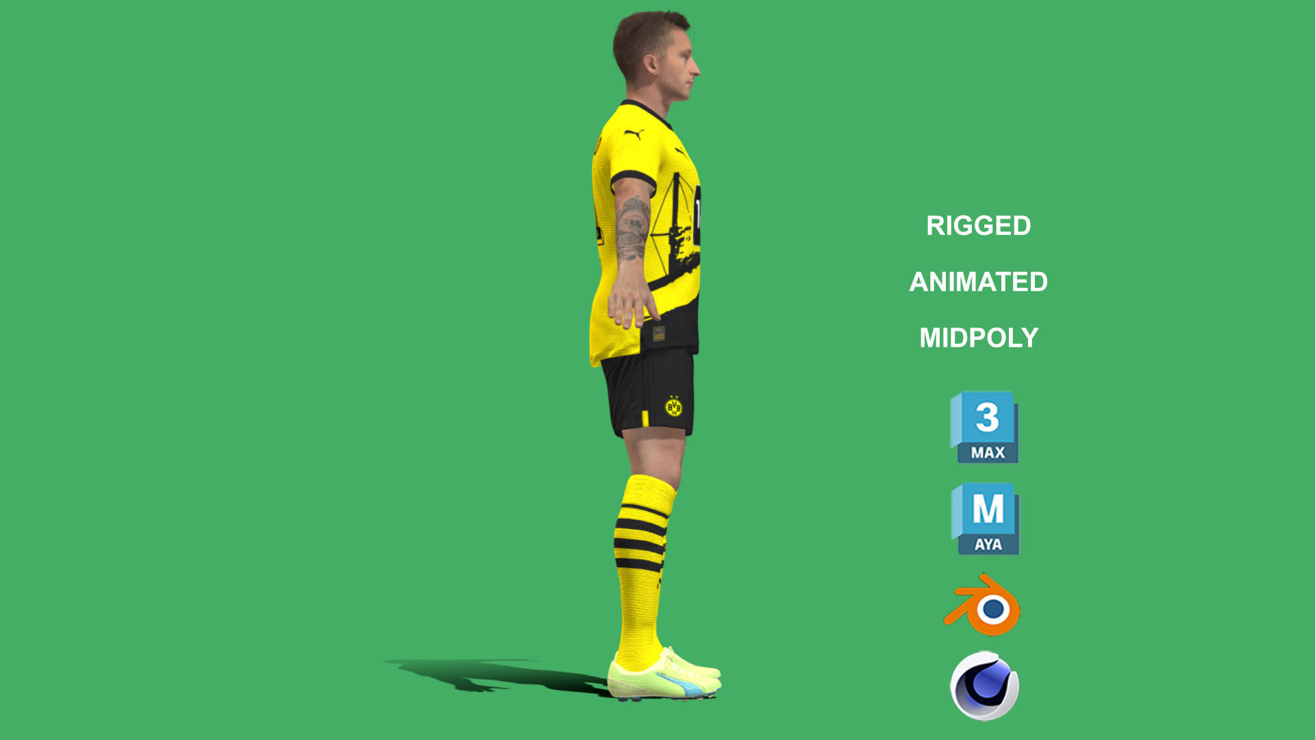 3D Rigged Marcos Reus Borussia Dortmund 2024 3D model_7