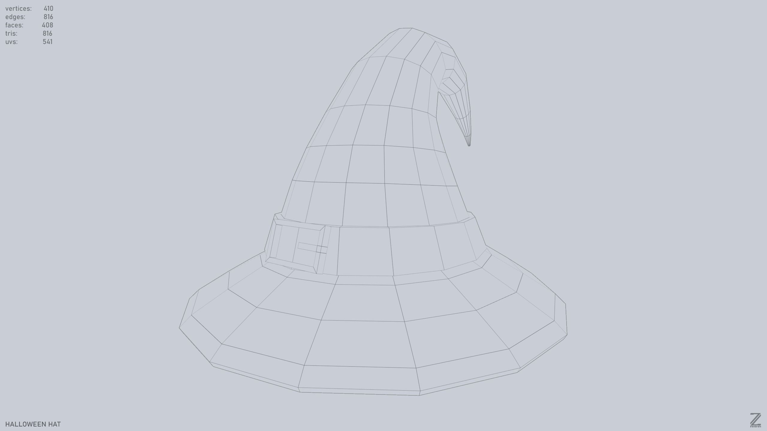 Halloween hat Low-poly 3D model_8