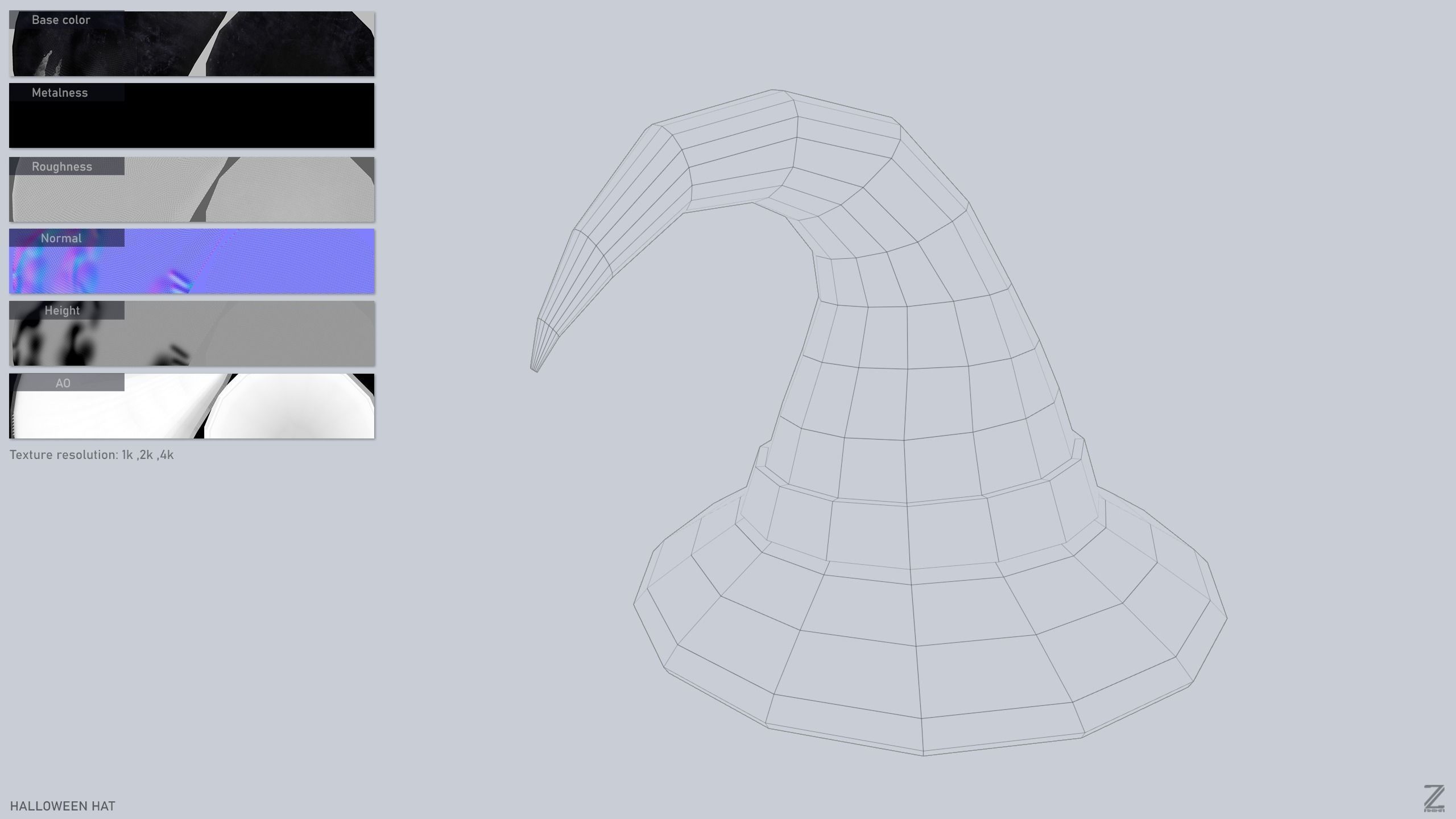 Halloween hat Low-poly 3D model_2