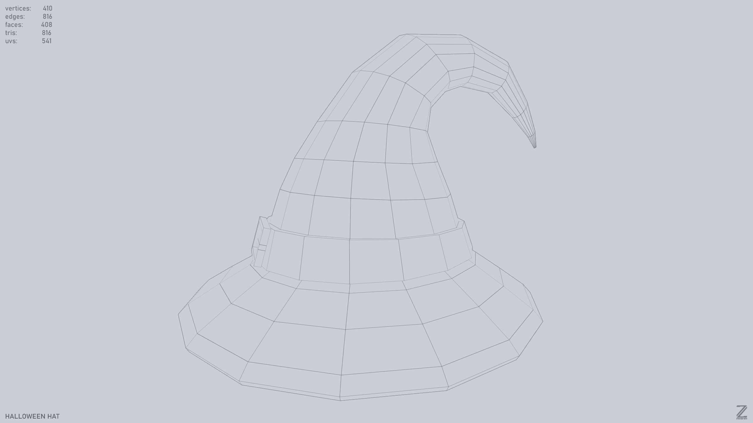 Halloween hat Low-poly 3D model_9