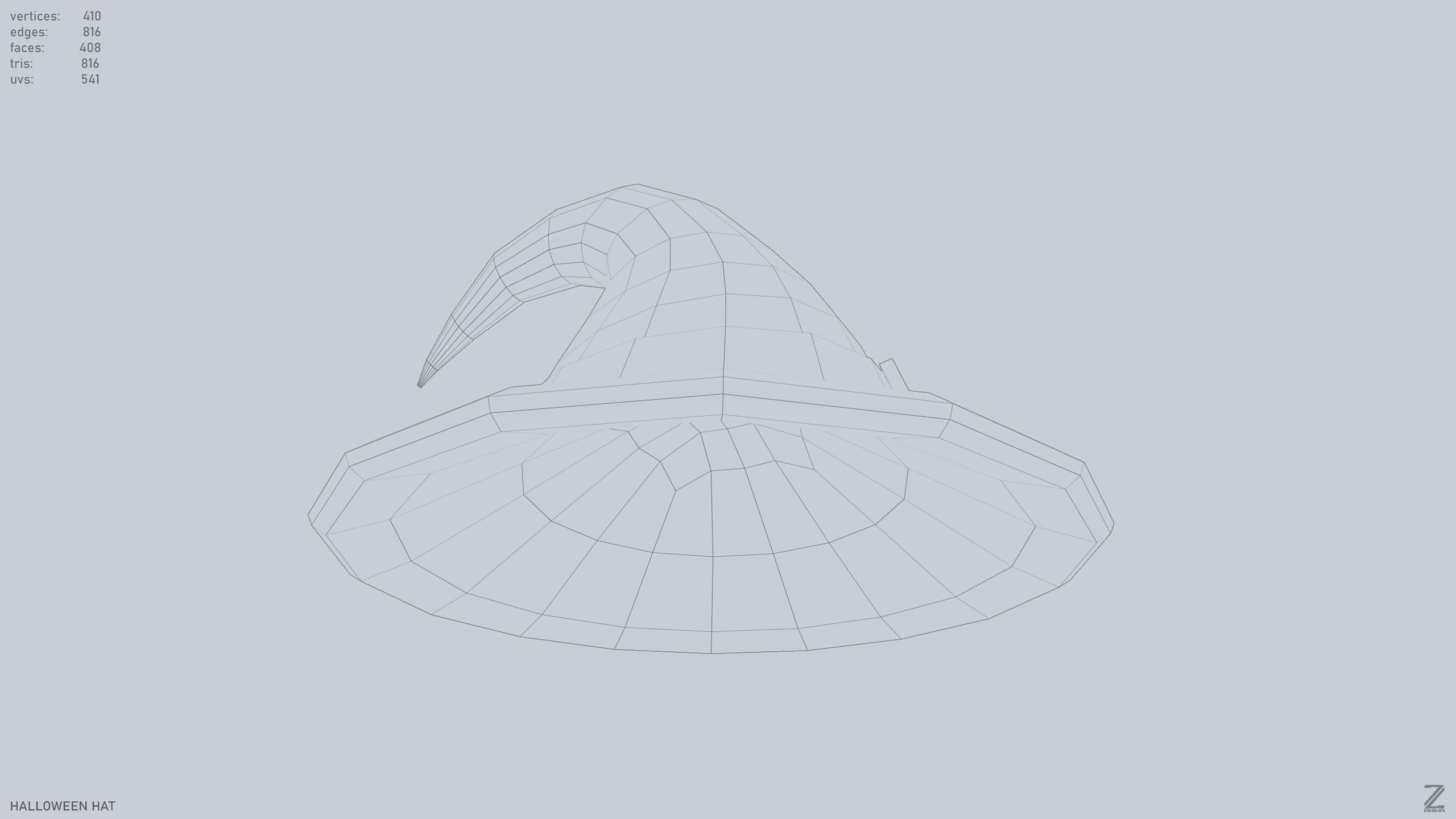 Halloween hat Low-poly 3D model_13