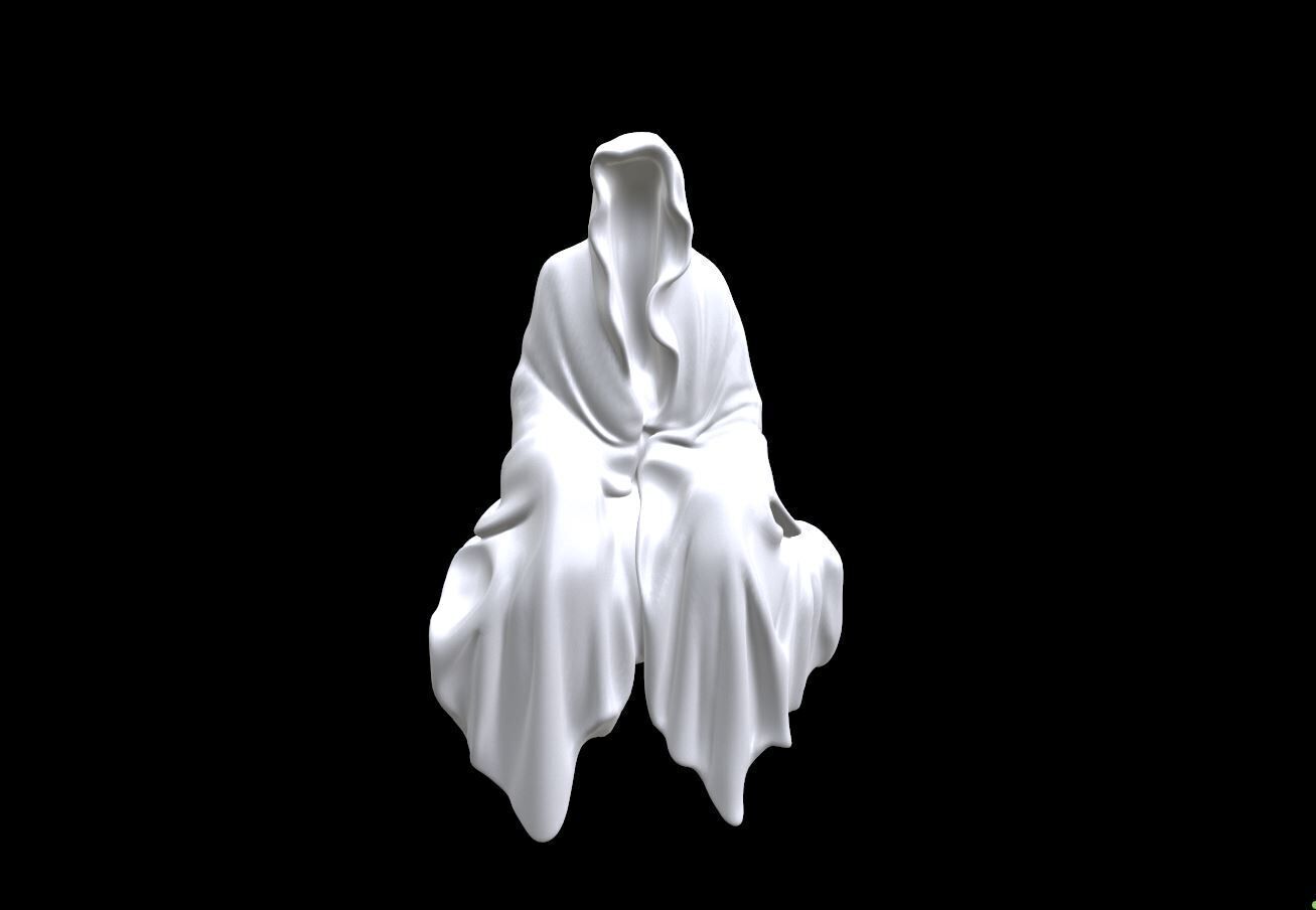 Gothic Decor Sitting Statue 3D Model 3D model_5