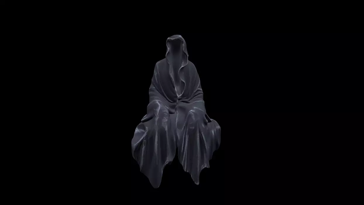 Gothic Decor Sitting Statue 3D Model 3D model_0