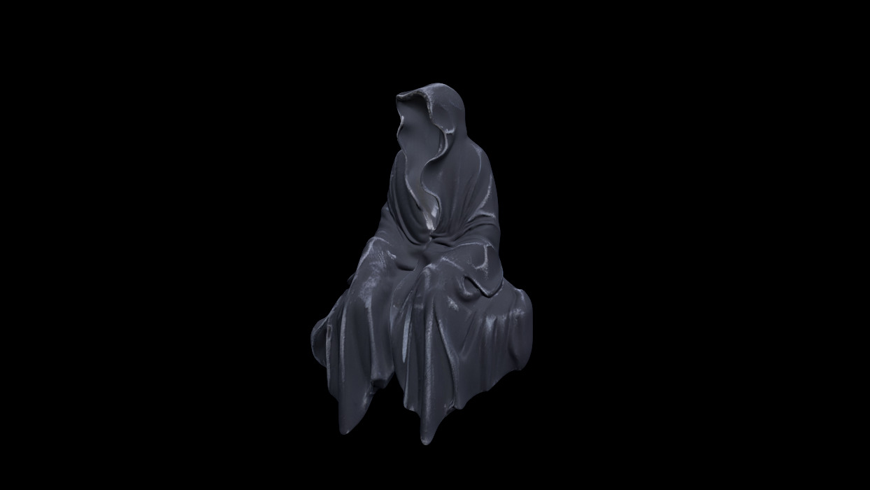 Gothic Decor Sitting Statue 3D Model 3D model_3